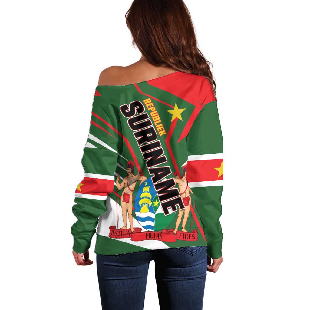 Republiek Suriname Off Shoulder Sweater Special Edition - Wonder Print Shop