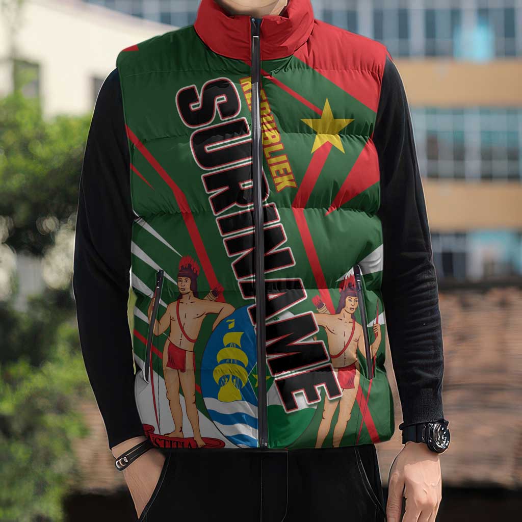Republiek Suriname Sleeveless Puffer Jacket Special Edition - Wonder Print Shop