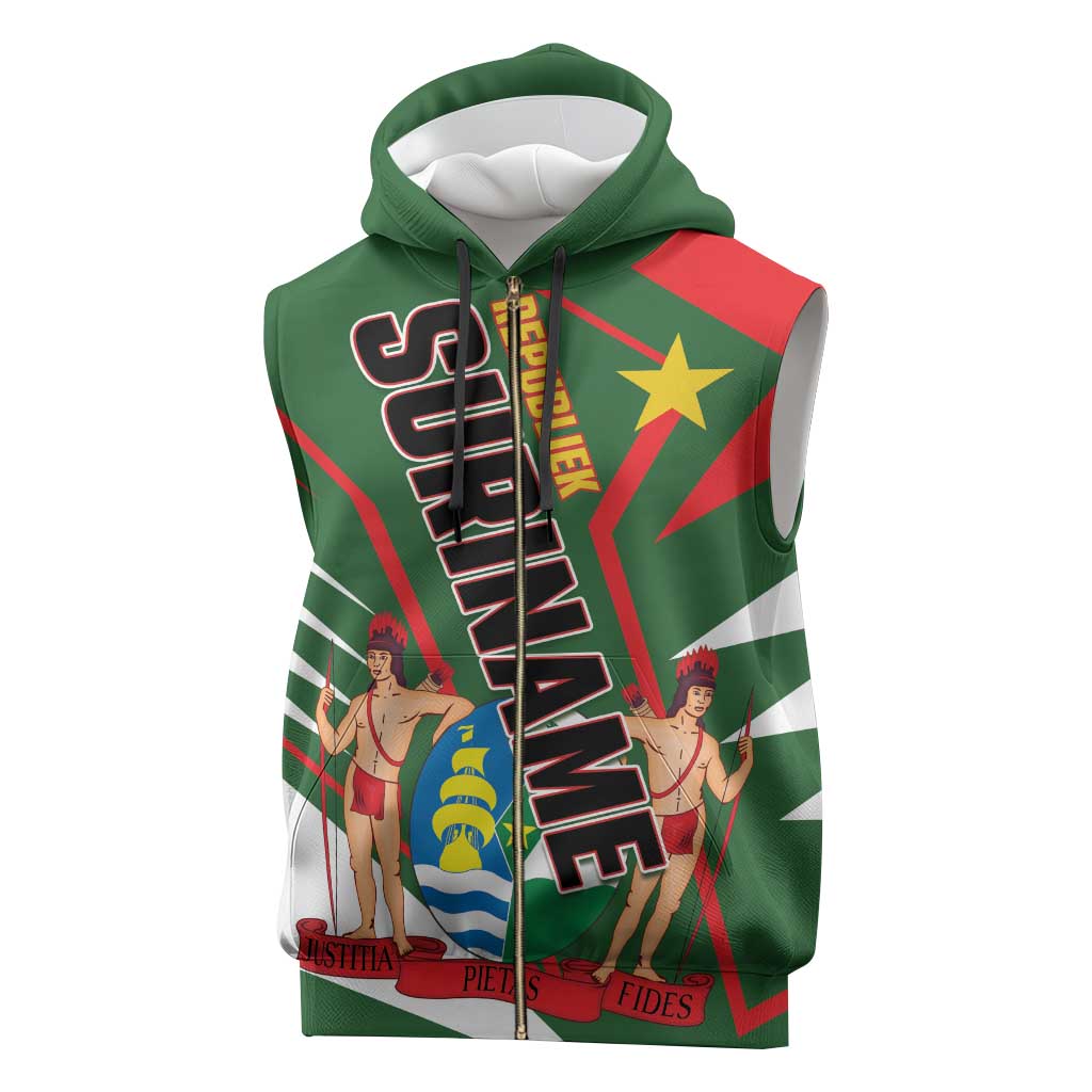 Republiek Suriname Sleeveless Zip Hoodie Special Edition - Wonder Print Shop