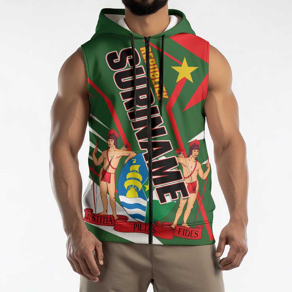 Republiek Suriname Sleeveless Zip Hoodie Special Edition - Wonder Print Shop