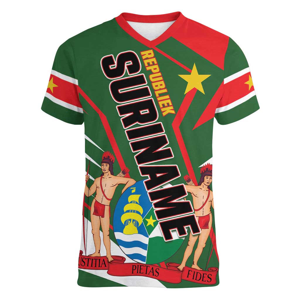 Republiek Suriname Women V-Neck T-Shirt Special Edition - Wonder Print Shop