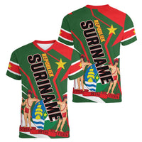 Republiek Suriname Women V-Neck T-Shirt Special Edition - Wonder Print Shop