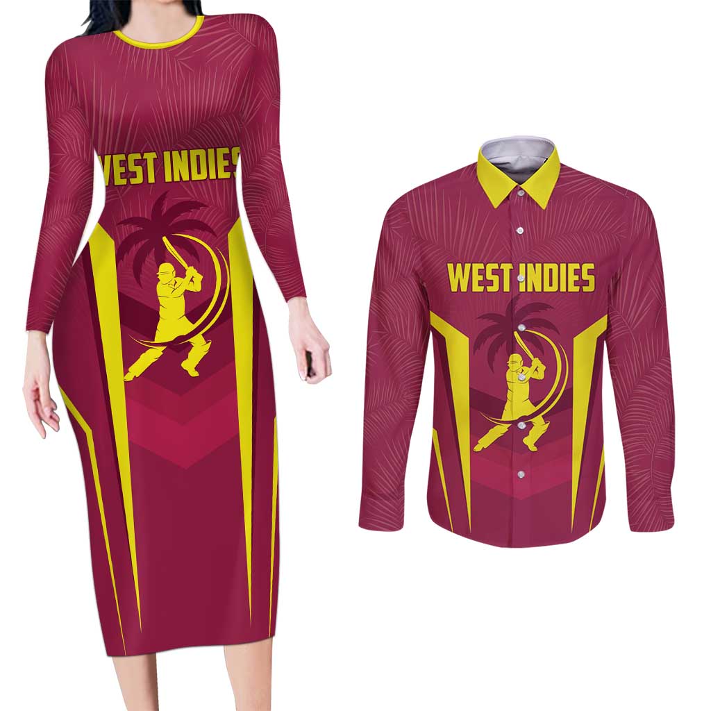 Custom West Indies Cricket Couples Matching Long Sleeve Bodycon Dress and Long Sleeve Button Shirt Windies Great To Be Back - Wonder Print Shop