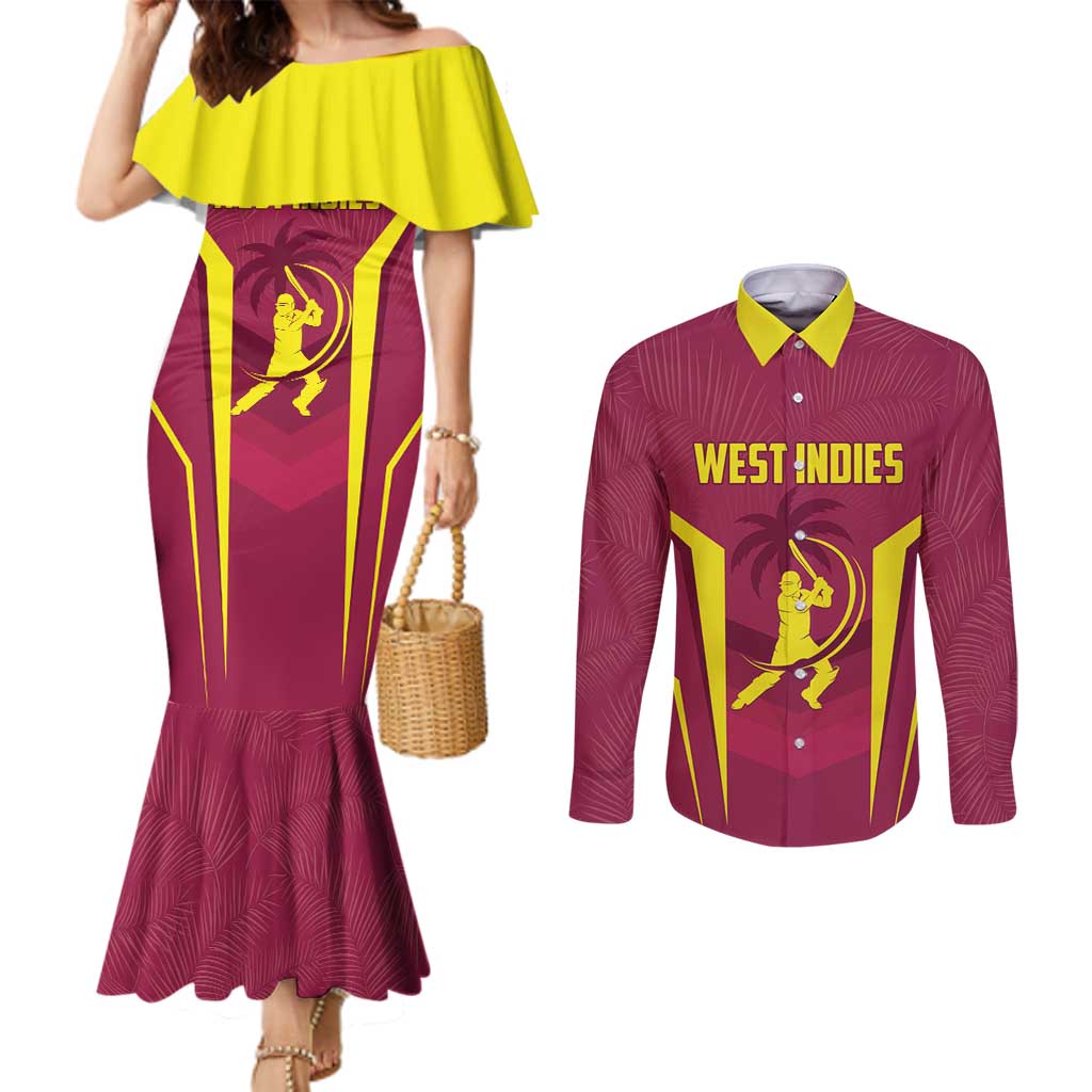Custom West Indies Cricket Couples Matching Mermaid Dress and Long Sleeve Button Shirt Windies Great To Be Back