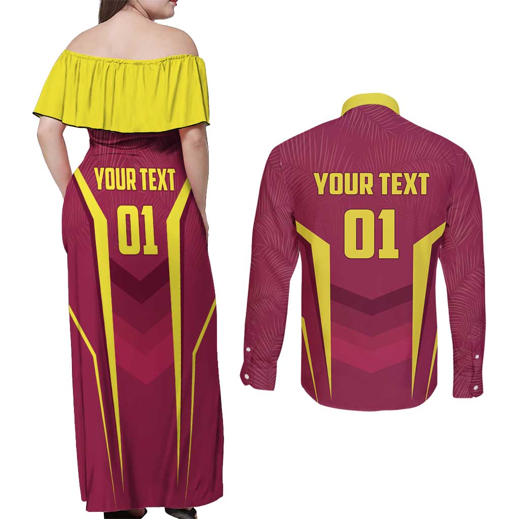 Custom West Indies Cricket Couples Matching Off Shoulder Maxi Dress and Long Sleeve Button Shirt Windies Great To Be Back - Wonder Print Shop