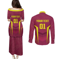 Custom West Indies Cricket Couples Matching Puletasi and Long Sleeve Button Shirt Windies Great To Be Back - Wonder Print Shop
