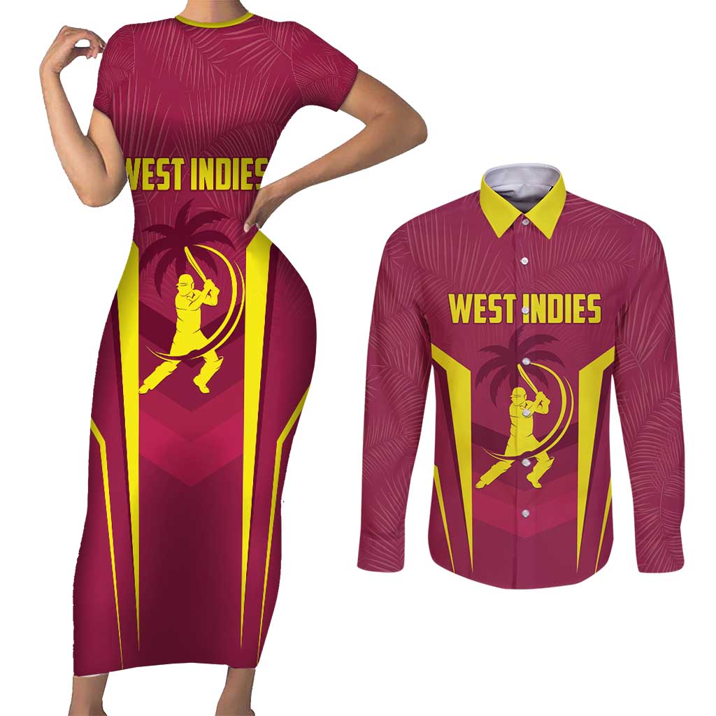 Custom West Indies Cricket Couples Matching Short Sleeve Bodycon Dress and Long Sleeve Button Shirt Windies Great To Be Back - Wonder Print Shop