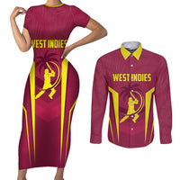 Custom West Indies Cricket Couples Matching Short Sleeve Bodycon Dress and Long Sleeve Button Shirt Windies Great To Be Back - Wonder Print Shop
