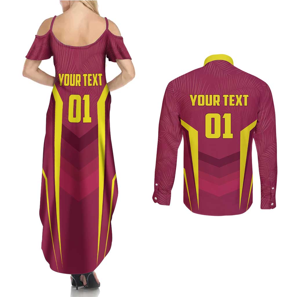 Custom West Indies Cricket Couples Matching Summer Maxi Dress and Long Sleeve Button Shirt Windies Great To Be Back - Wonder Print Shop