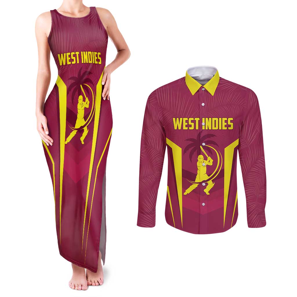 Custom West Indies Cricket Couples Matching Tank Maxi Dress and Long Sleeve Button Shirt Windies Great To Be Back - Wonder Print Shop