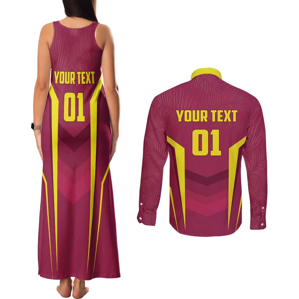 Custom West Indies Cricket Couples Matching Tank Maxi Dress and Long Sleeve Button Shirt Windies Great To Be Back - Wonder Print Shop