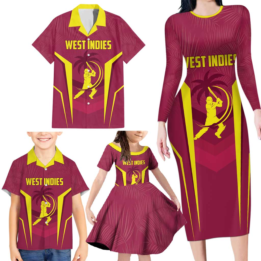 Custom West Indies Cricket Family Matching Long Sleeve Bodycon Dress and Hawaiian Shirt Windies Great To Be Back - Wonder Print Shop