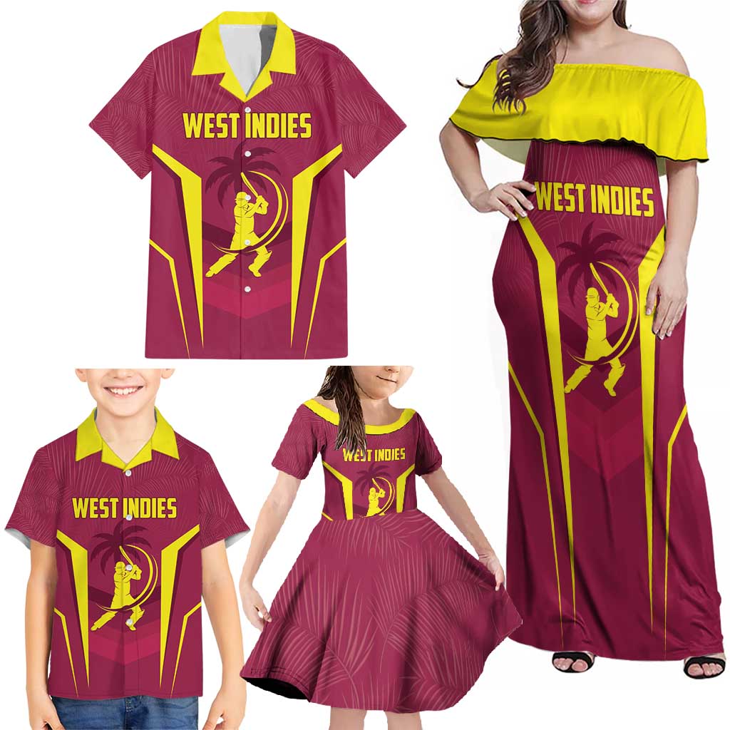 Custom West Indies Cricket Family Matching Off Shoulder Maxi Dress and Hawaiian Shirt Windies Great To Be Back - Wonder Print Shop