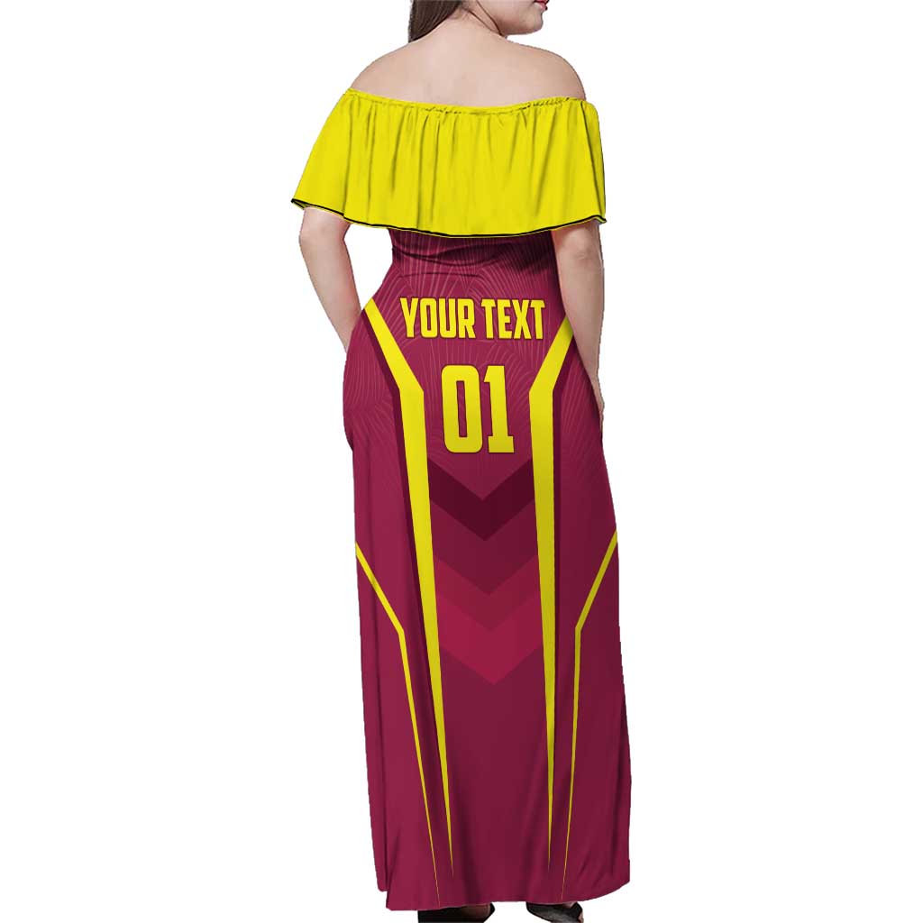 Custom West Indies Cricket Family Matching Off Shoulder Maxi Dress and Hawaiian Shirt Windies Great To Be Back - Wonder Print Shop