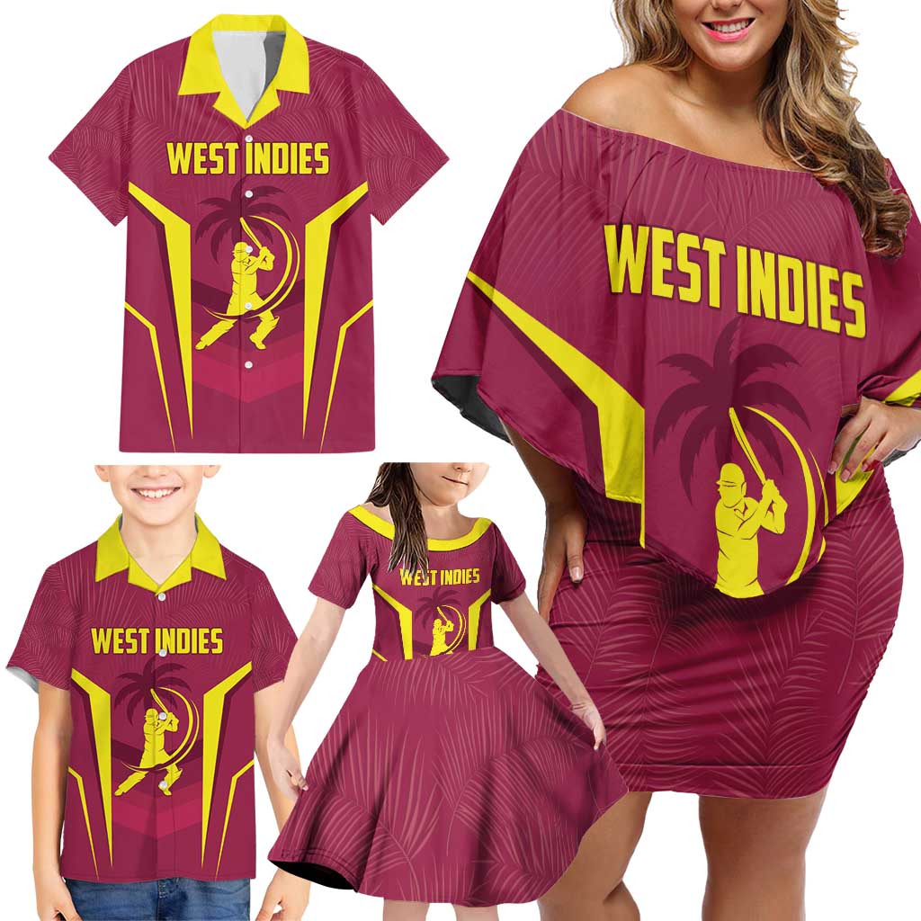 Custom West Indies Cricket Family Matching Off Shoulder Short Dress and Hawaiian Shirt Windies Great To Be Back - Wonder Print Shop