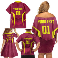 Custom West Indies Cricket Family Matching Off Shoulder Short Dress and Hawaiian Shirt Windies Great To Be Back - Wonder Print Shop