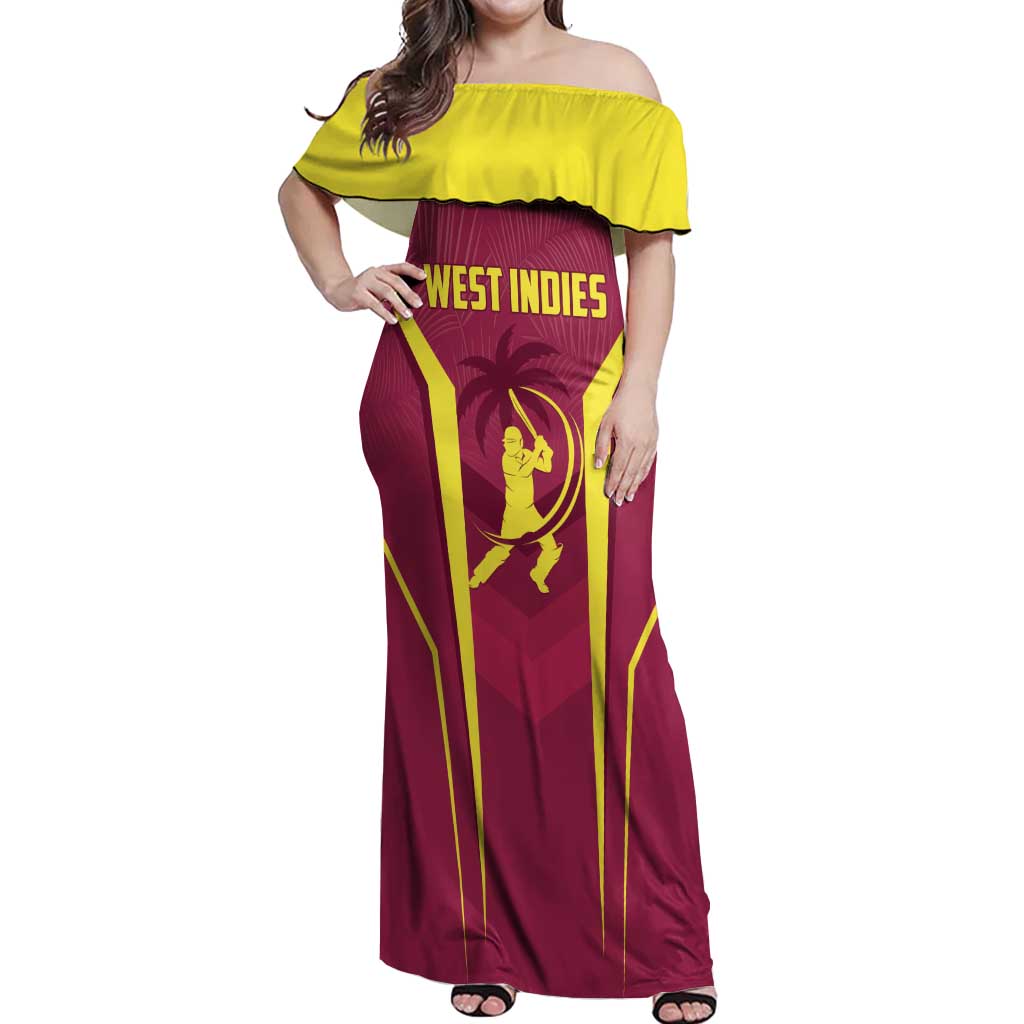 Custom West Indies Cricket Off Shoulder Maxi Dress Windies Great To Be Back - Wonder Print Shop