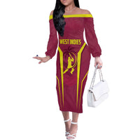 Custom West Indies Cricket Off The Shoulder Long Sleeve Dress Windies Great To Be Back - Wonder Print Shop