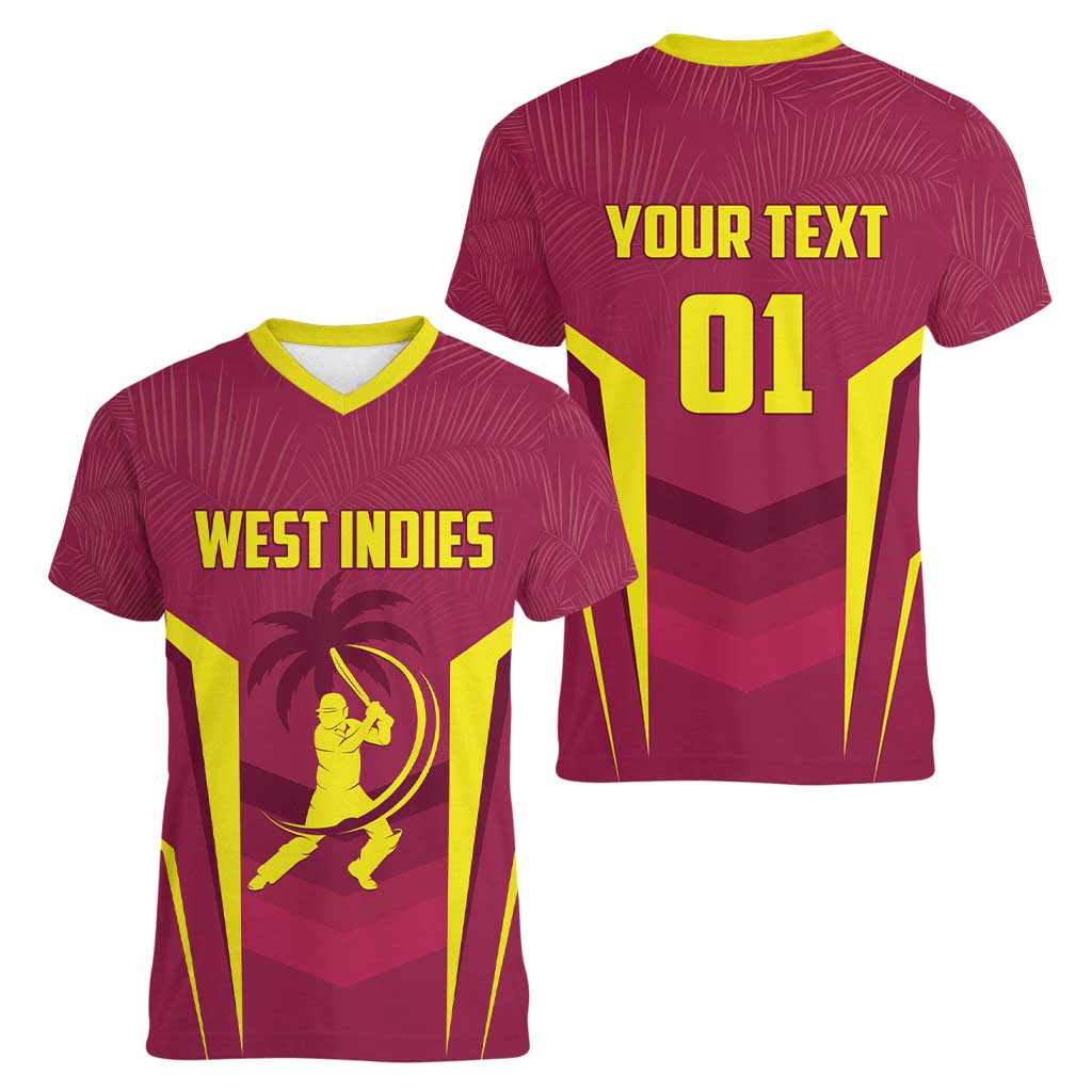 Custom West Indies Cricket Women V-Neck T-Shirt Windies Great To Be Back - Wonder Print Shop