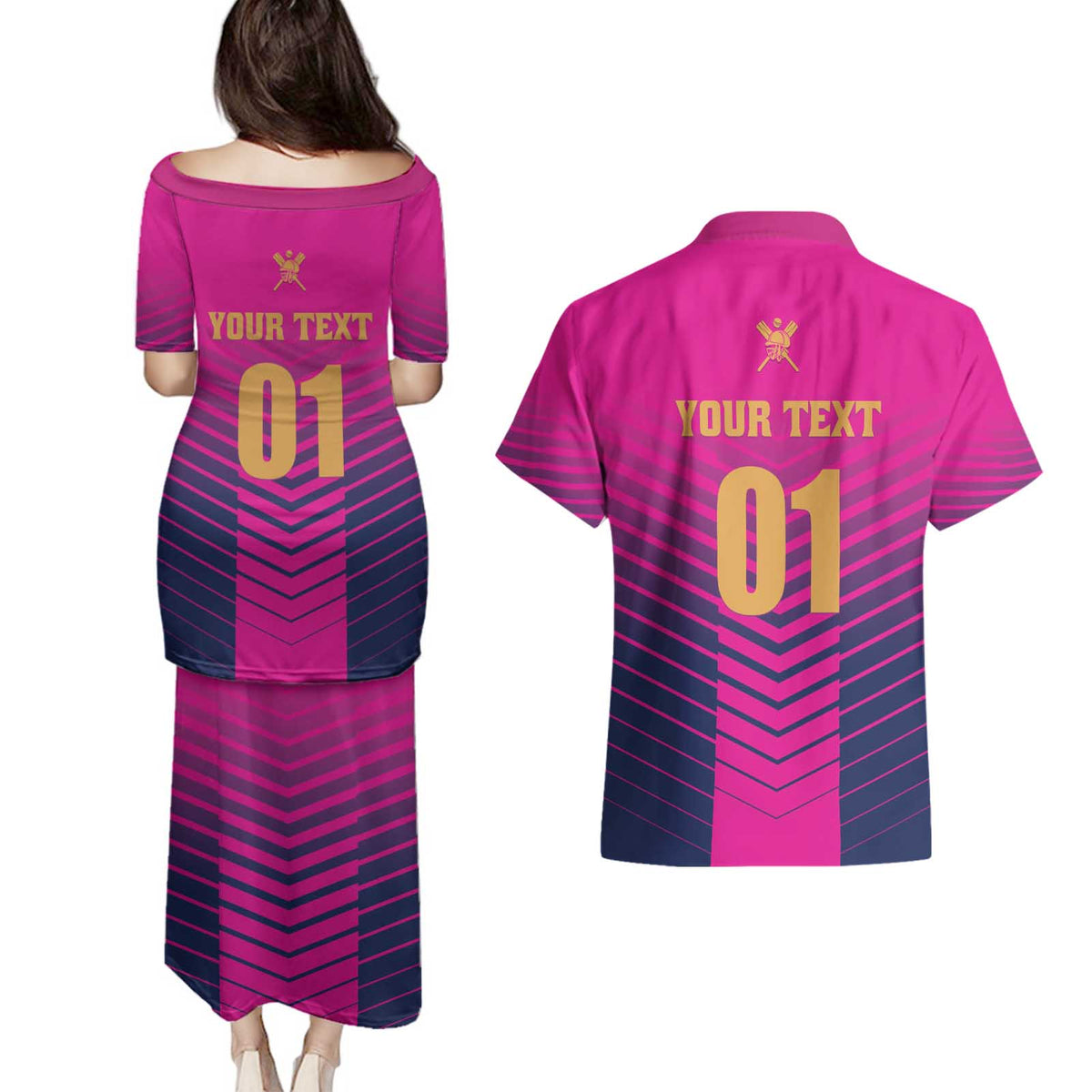 Custom United Arab Emirates Cricket Couples Matching Puletasi and Hawaiian Shirt Go Boys Team UAE - Wonder Print Shop