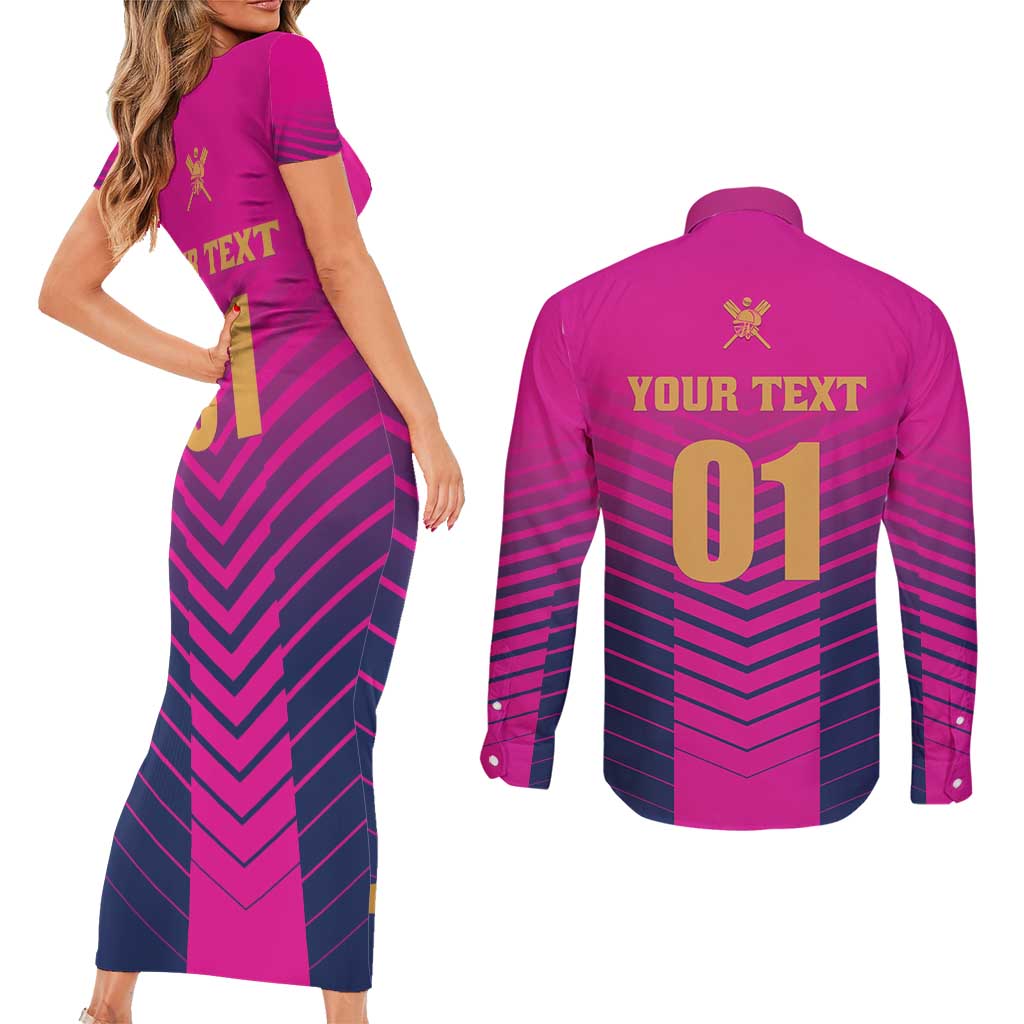 Custom United Arab Emirates Cricket Couples Matching Short Sleeve Bodycon Dress and Long Sleeve Button Shirt Go Boys Team UAE - Wonder Print Shop