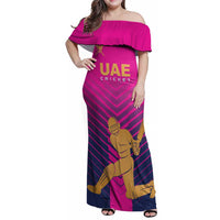 Custom United Arab Emirates Cricket Family Matching Off Shoulder Maxi Dress and Hawaiian Shirt Go Boys Team UAE - Wonder Print Shop