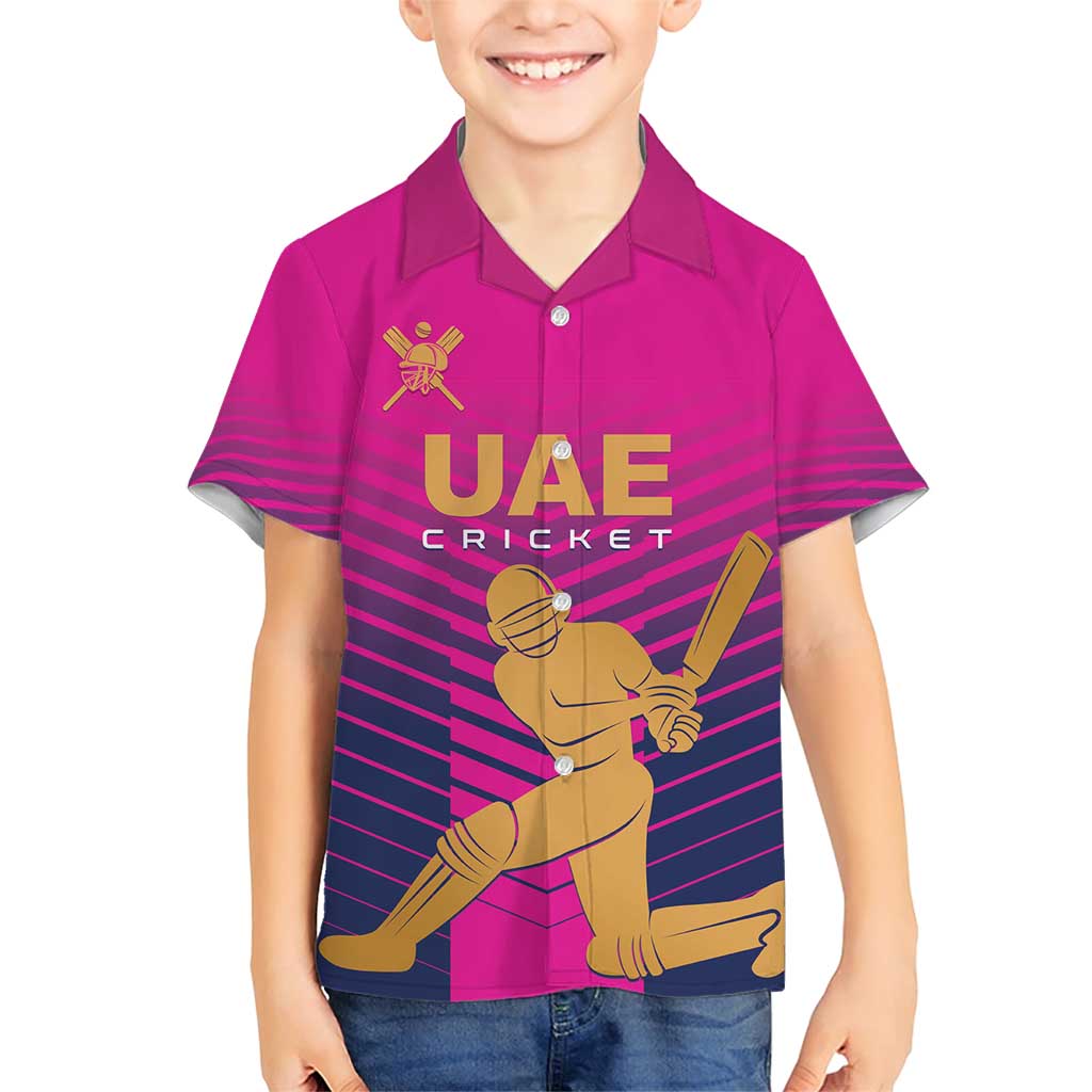 Custom United Arab Emirates Cricket Family Matching Short Sleeve Bodycon Dress and Hawaiian Shirt Go Boys Team UAE - Wonder Print Shop