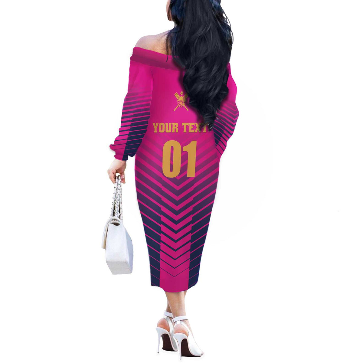 Custom United Arab Emirates Cricket Off The Shoulder Long Sleeve Dress Go Boys Team UAE - Wonder Print Shop