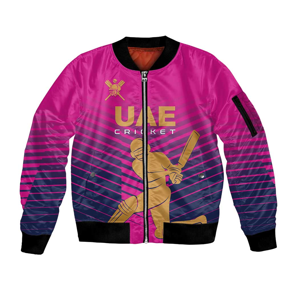 Custom United Arab Emirates Cricket Sleeve Zip Bomber Jacket Go Boys Team UAE - Wonder Print Shop