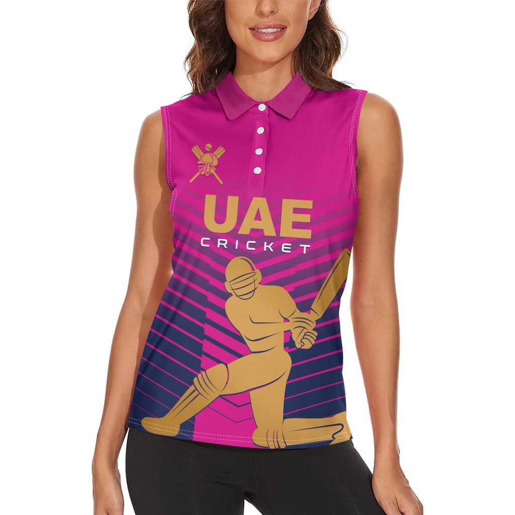 Custom United Arab Emirates Cricket Women Sleeveless Polo Shirt Go Boys Team UAE - Wonder Print Shop