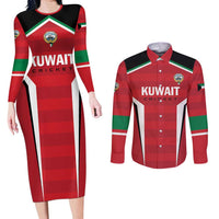 Custom Kuwait Cricket Couples Matching Long Sleeve Bodycon Dress and Long Sleeve Button Shirt Go Champions - Wonder Print Shop