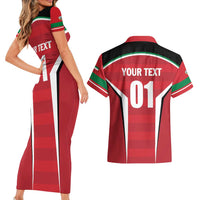Custom Kuwait Cricket Couples Matching Short Sleeve Bodycon Dress and Hawaiian Shirt Go Champions - Wonder Print Shop