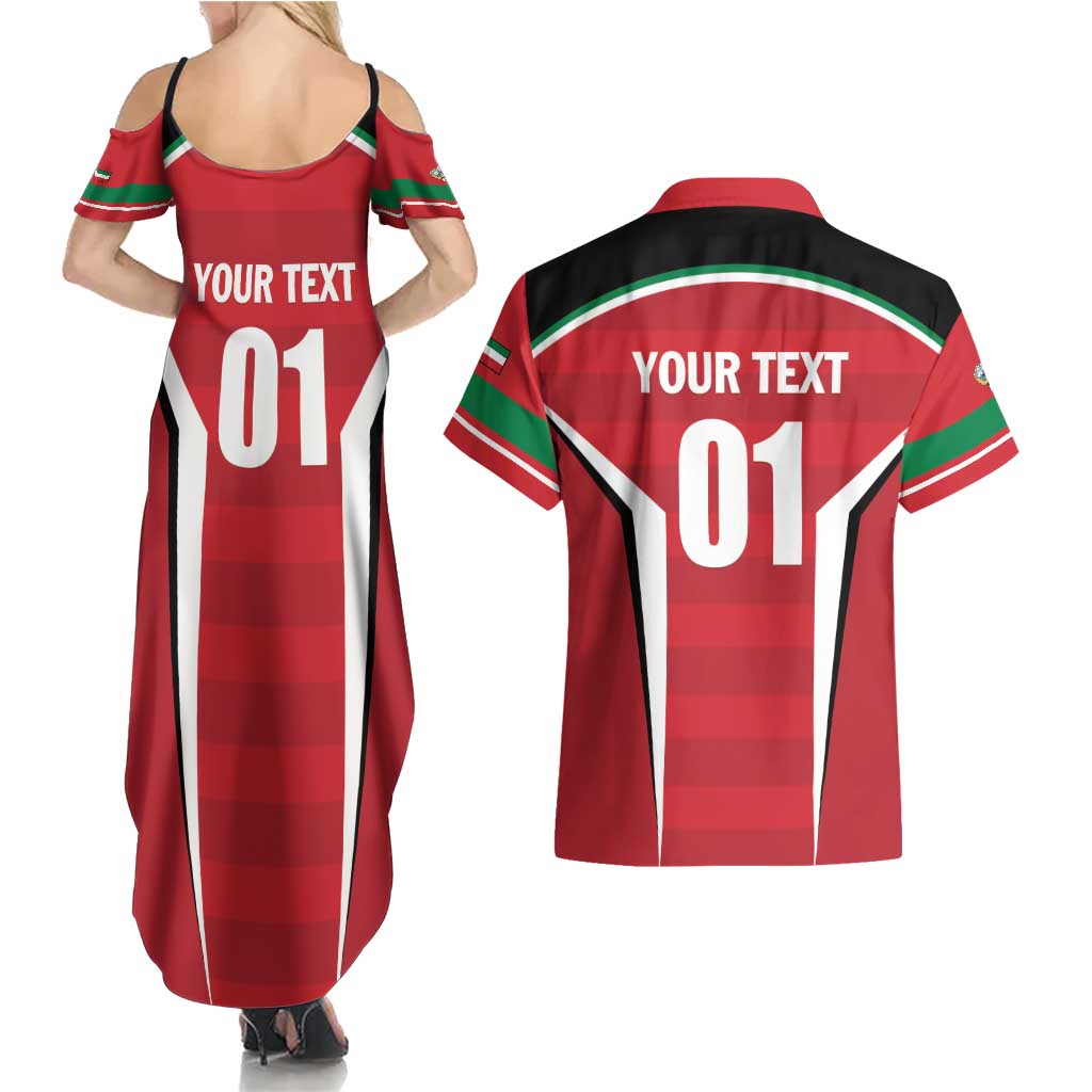 Custom Kuwait Cricket Couples Matching Summer Maxi Dress and Hawaiian Shirt Go Champions - Wonder Print Shop