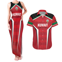 Custom Kuwait Cricket Couples Matching Tank Maxi Dress and Hawaiian Shirt Go Champions - Wonder Print Shop