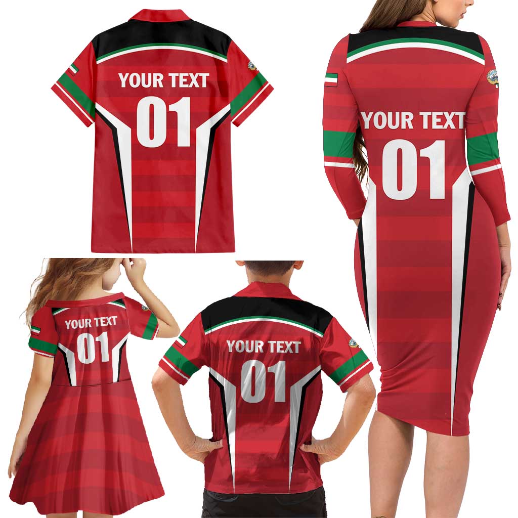 Custom Kuwait Cricket Family Matching Long Sleeve Bodycon Dress and Hawaiian Shirt Go Champions - Wonder Print Shop