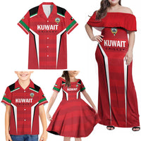 Custom Kuwait Cricket Family Matching Off Shoulder Maxi Dress and Hawaiian Shirt Go Champions - Wonder Print Shop