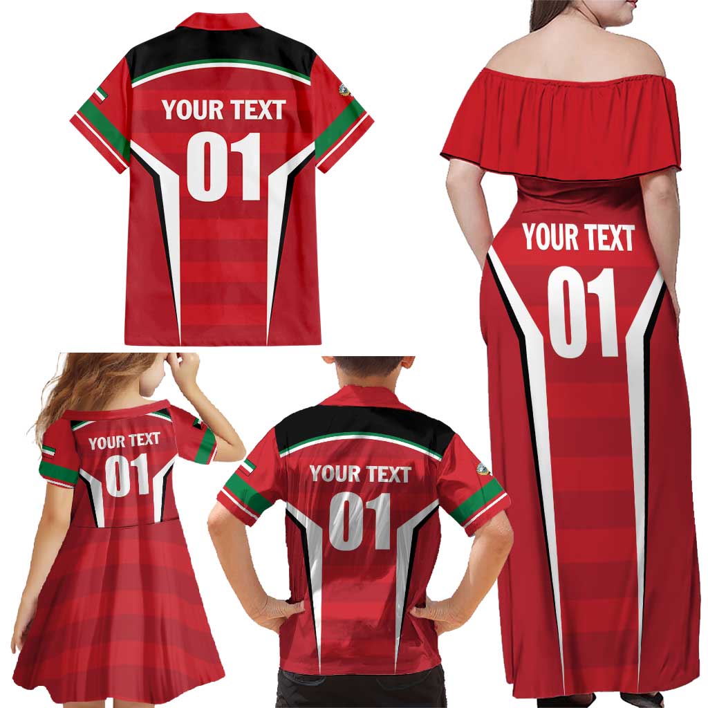 Custom Kuwait Cricket Family Matching Off Shoulder Maxi Dress and Hawaiian Shirt Go Champions - Wonder Print Shop