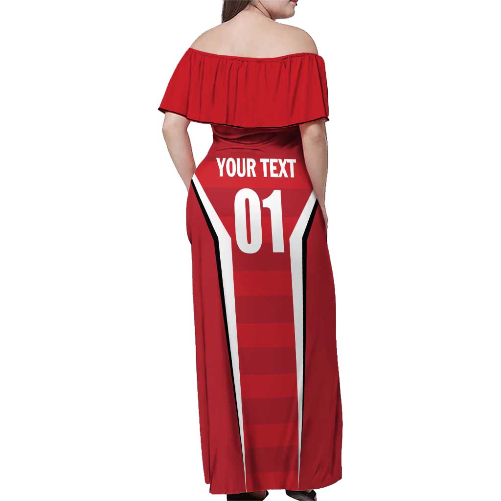 Custom Kuwait Cricket Family Matching Off Shoulder Maxi Dress and Hawaiian Shirt Go Champions - Wonder Print Shop