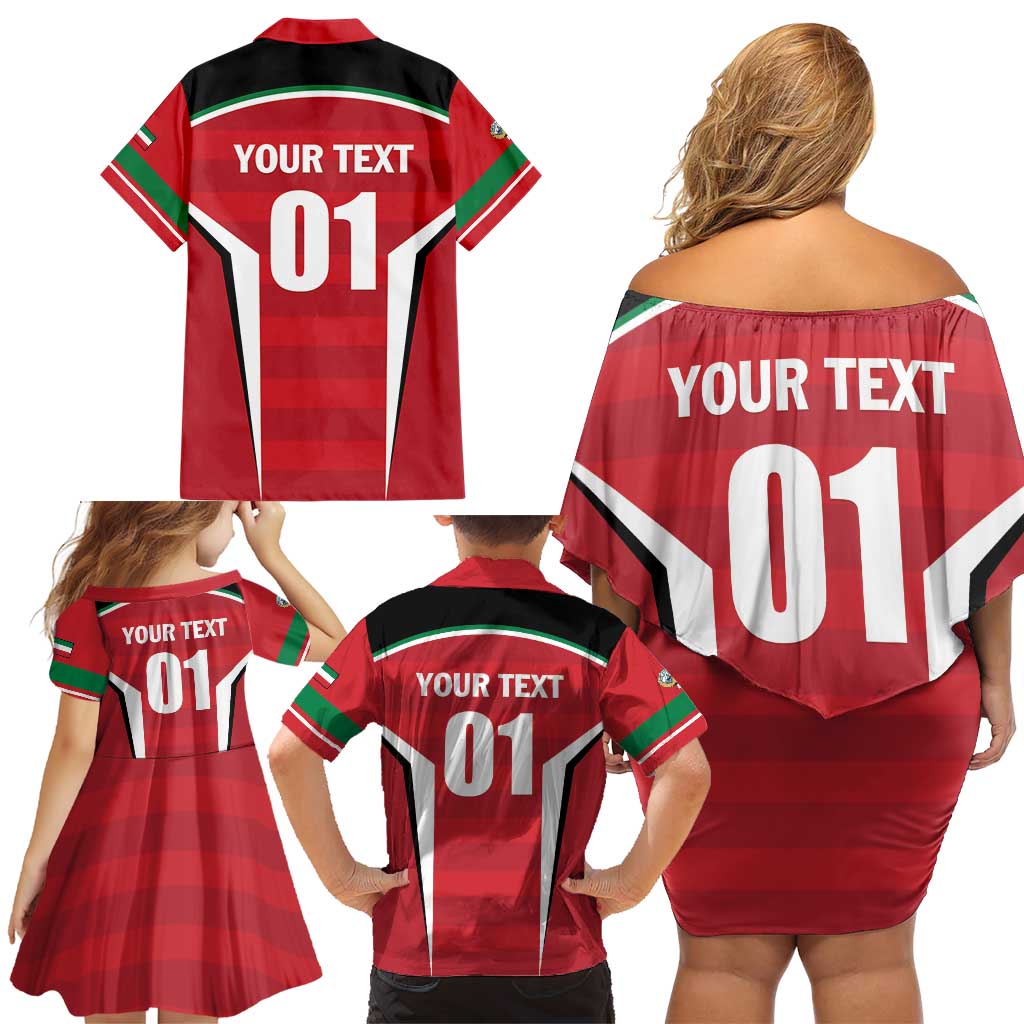 Custom Kuwait Cricket Family Matching Off Shoulder Short Dress and Hawaiian Shirt Go Champions - Wonder Print Shop