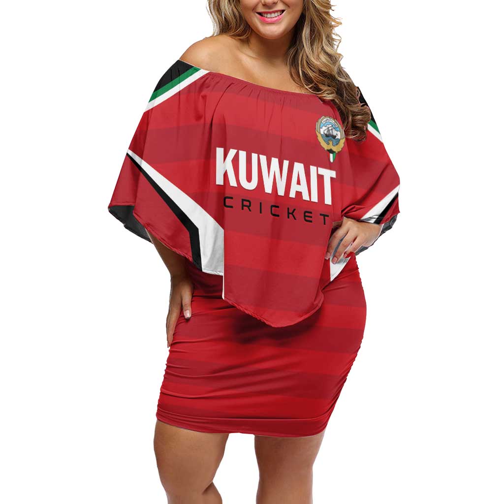 Custom Kuwait Cricket Family Matching Off Shoulder Short Dress and Hawaiian Shirt Go Champions - Wonder Print Shop