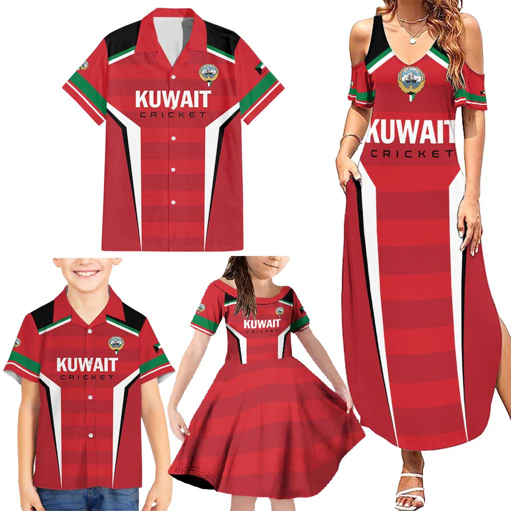 Custom Kuwait Cricket Family Matching Summer Maxi Dress and Hawaiian Shirt Go Champions - Wonder Print Shop