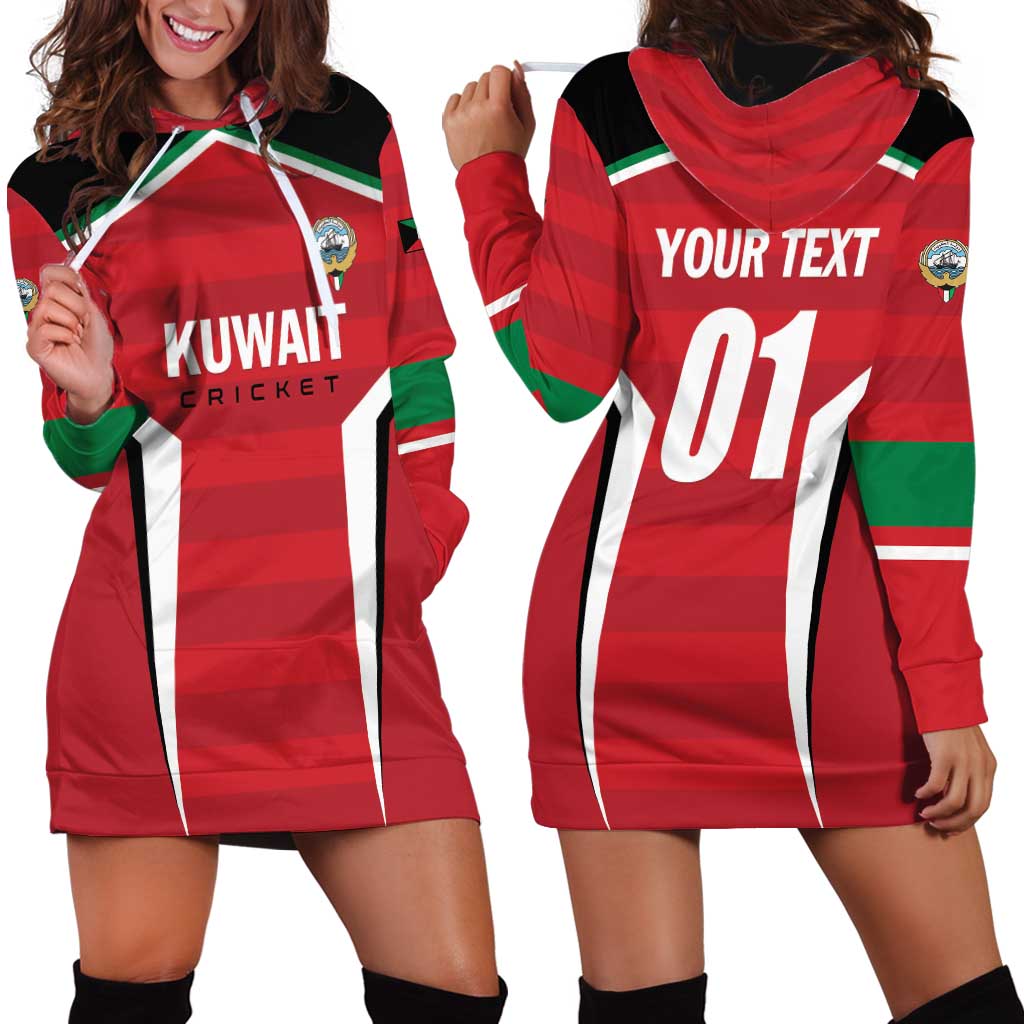 Custom Kuwait Cricket Hoodie Dress Go Champions - Wonder Print Shop