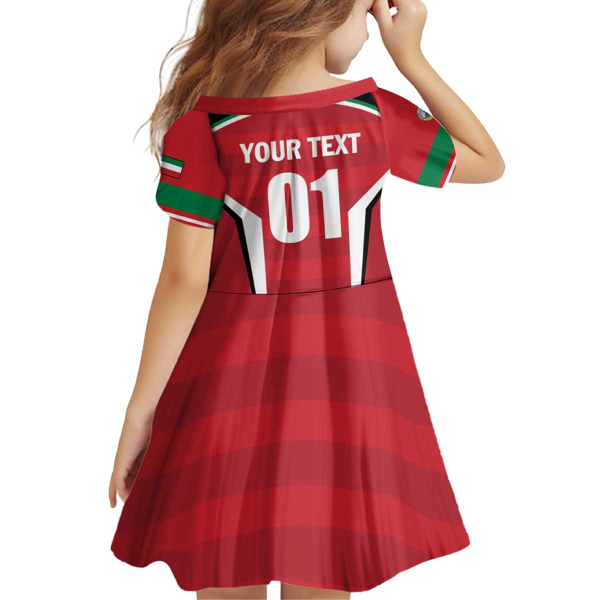 Custom Kuwait Cricket Kid Short Sleeve Dress Go Champions - Wonder Print Shop