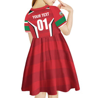 Custom Kuwait Cricket Kid Short Sleeve Dress Go Champions - Wonder Print Shop