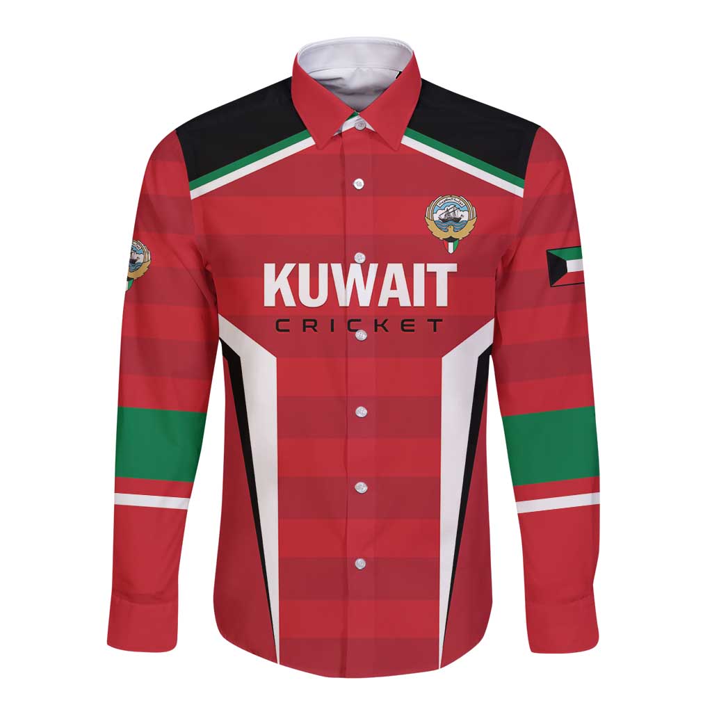 Custom Kuwait Cricket Long Sleeve Button Shirt Go Champions - Wonder Print Shop