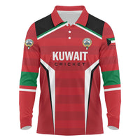 Custom Kuwait Cricket Long Sleeve Polo Shirt Go Champions - Wonder Print Shop