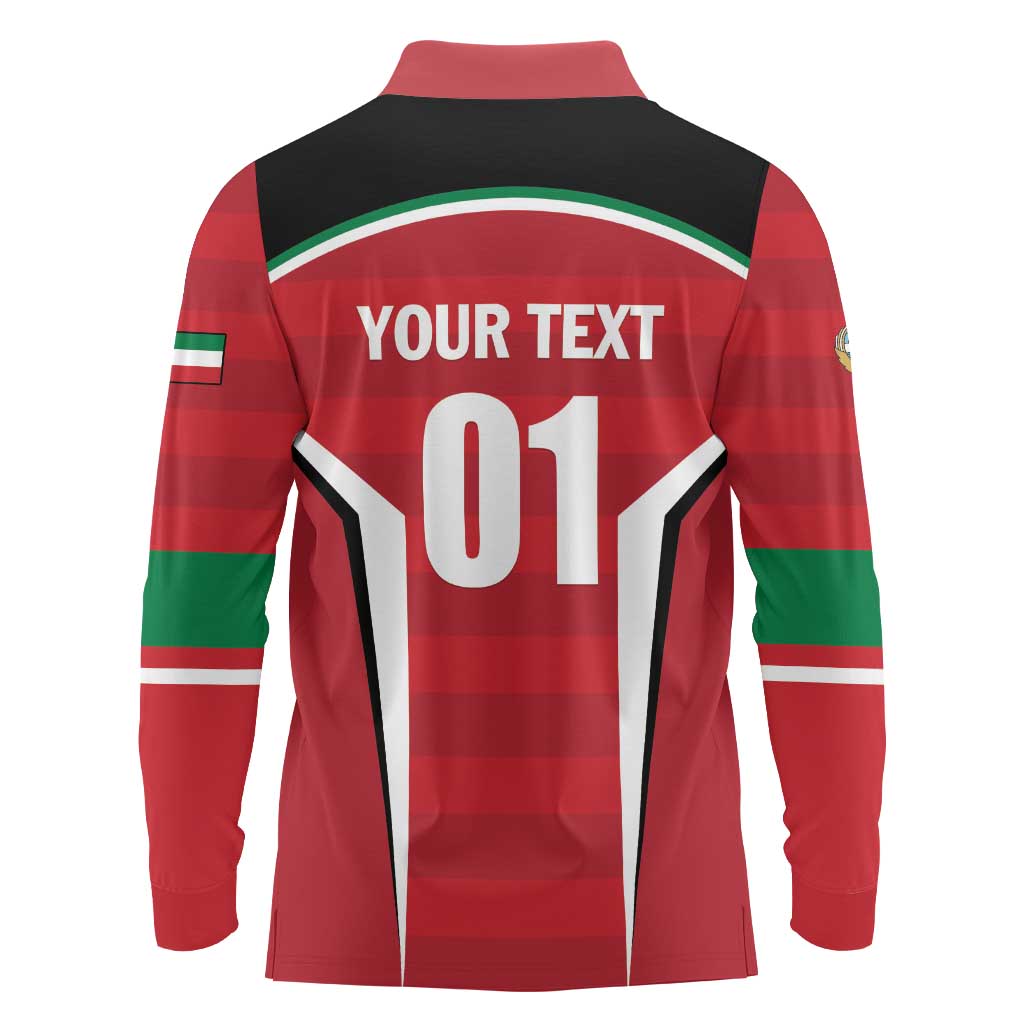 Custom Kuwait Cricket Long Sleeve Polo Shirt Go Champions - Wonder Print Shop