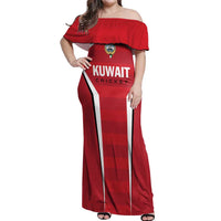 Custom Kuwait Cricket Off Shoulder Maxi Dress Go Champions - Wonder Print Shop