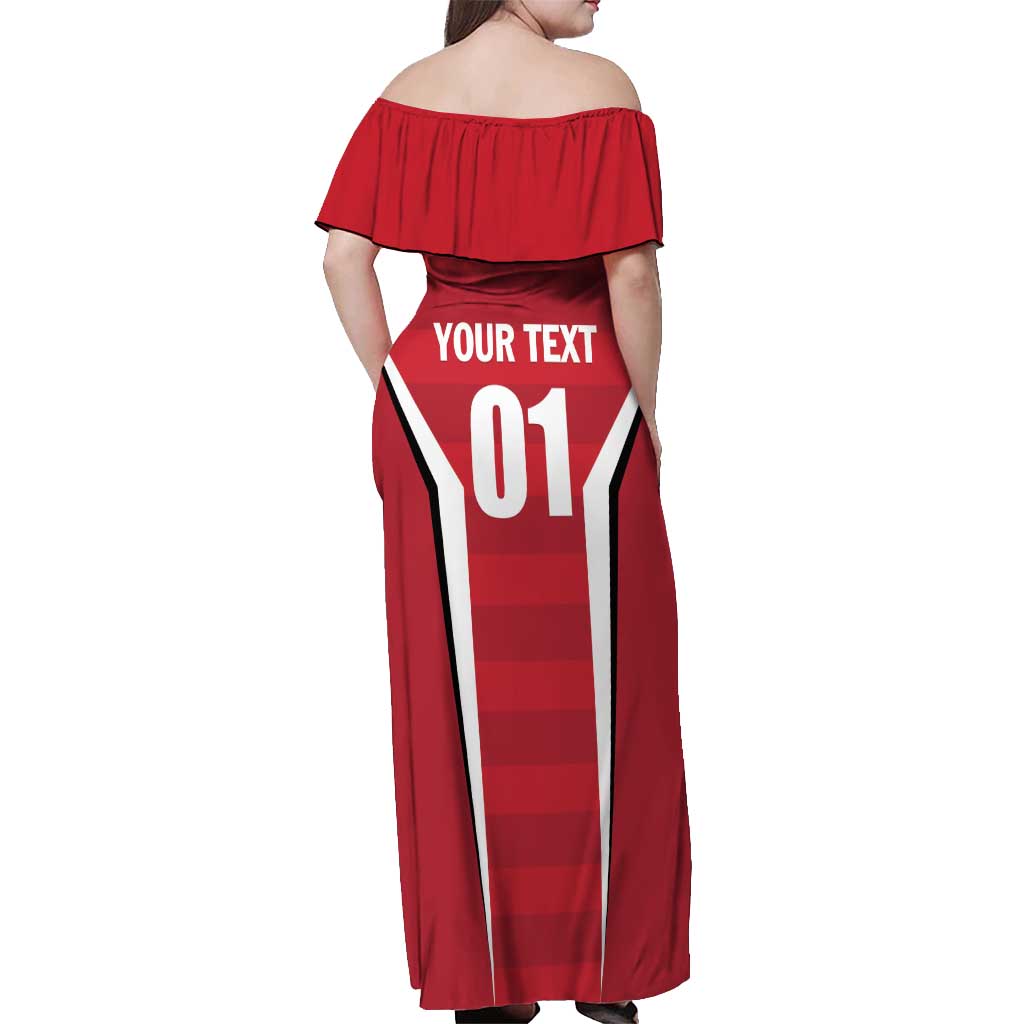 Custom Kuwait Cricket Off Shoulder Maxi Dress Go Champions - Wonder Print Shop
