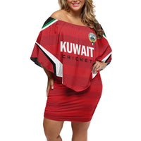 Custom Kuwait Cricket Off Shoulder Short Dress Go Champions - Wonder Print Shop